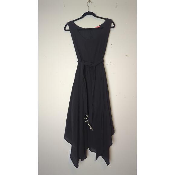 Fairy Grunge Handkerchief Midi Gauzy Whimsigoth Knit Dress Black Large - Picture 11 of 11